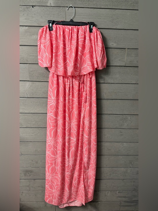 Lizard Thicket Dresses & Skirts - NWT Lizard Thicket C’isa Coral Pink Floral Strapless Maxi Dress Sz L Summer Fest